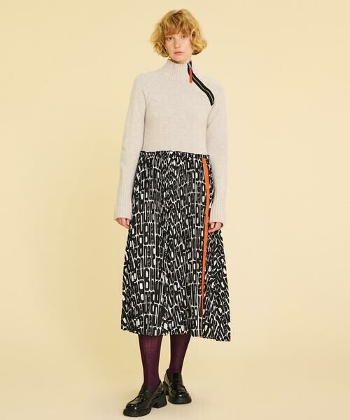 LANVIN en Bleu ロゴプリーツコンビワンピース