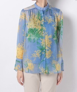 LANVIN COLLECTION ミモザプリントシフォンブラウス