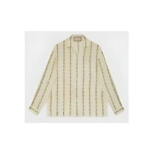 GUCCI インターロッキングG ホースビット プリント シルク シャツ