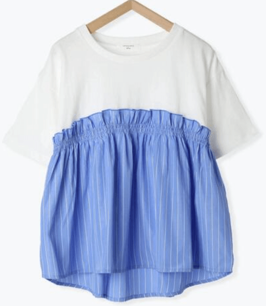 Samansa Mos2 blue tシャツ アソートドッキングプルオーバー