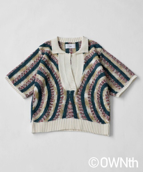 antiqua クロシェニットトップス
