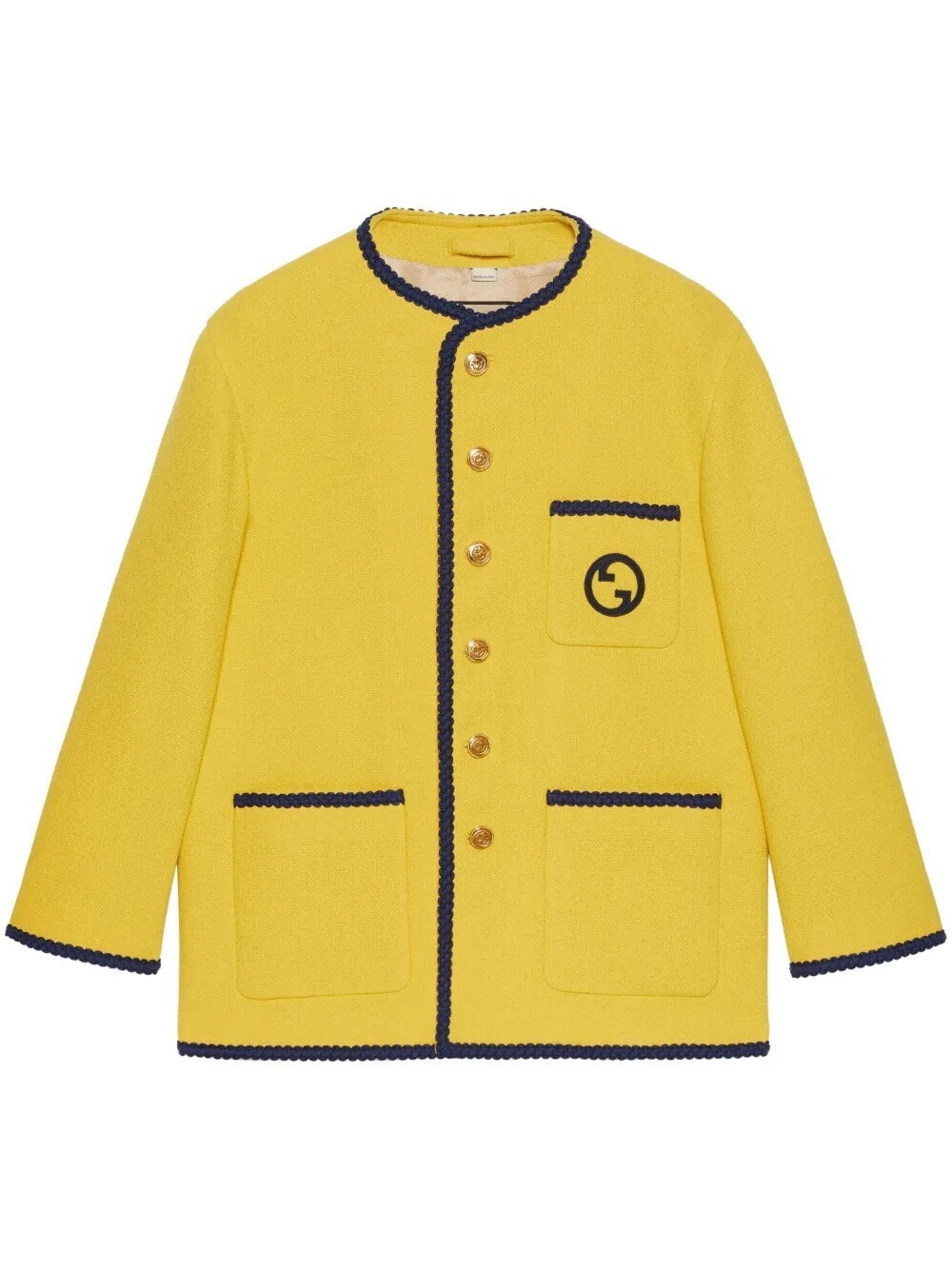 GUCCI Retro Tweed Jacket With Embroidery In Yellow