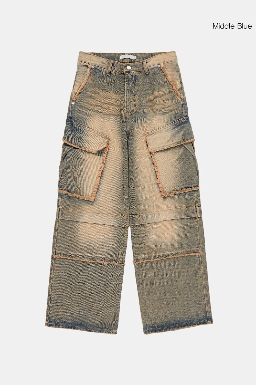 Raucohouse Franken incision pigment cargo denim pants