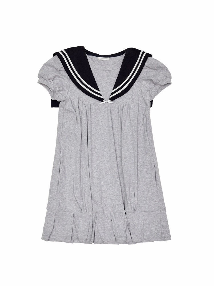 1JINN STUDIO Vintage Oversized Navy Collegiate Pleated Dress