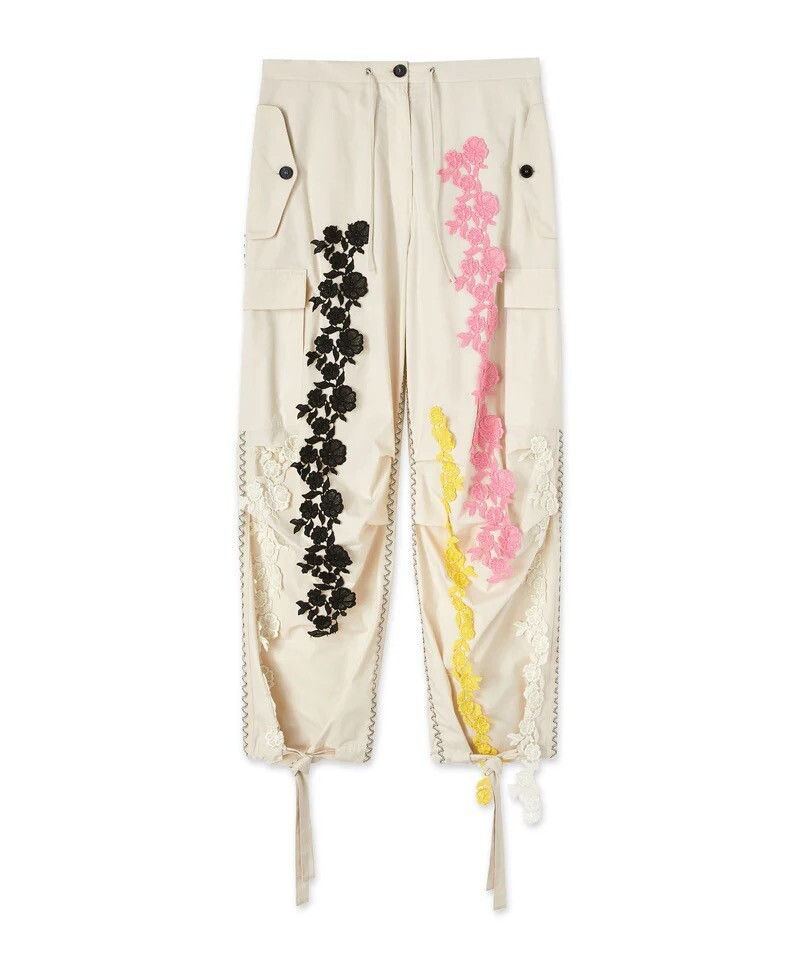 MSGM Poplin cargo pants with lace application
