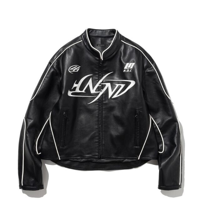 NOT4NERD Leather ver. Tribal Logo Racing Jacket