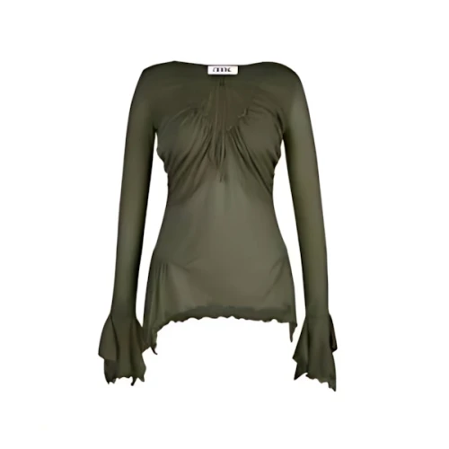 CERRIC SHIRRING SHEER TOP