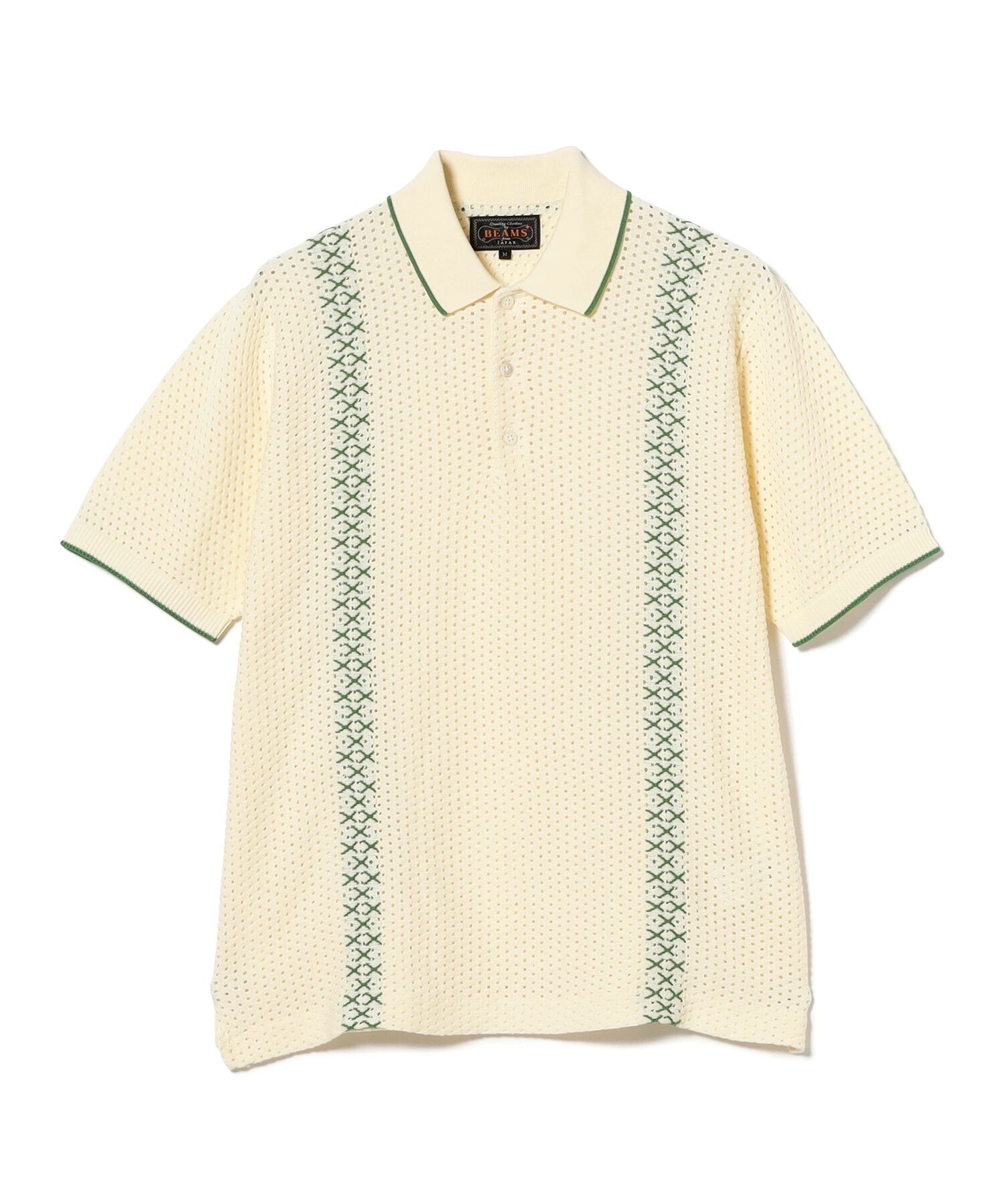 BEAMS PLUS ストライプ メッシュ ニット ポロシャツ