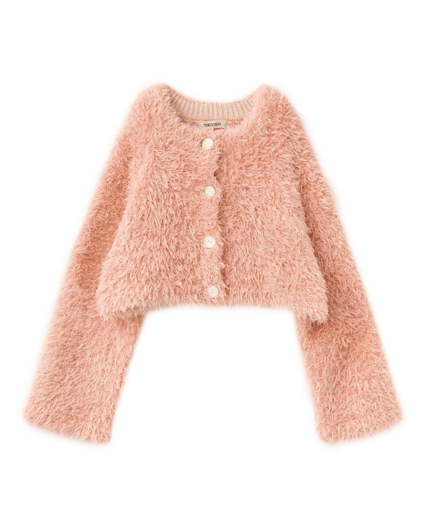 COCODEAL クロップド丈起毛ニットカーディガン