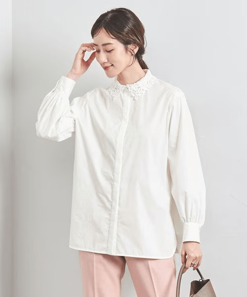 UNITED ARROWS レディ レースカラー 2WAYブラウス