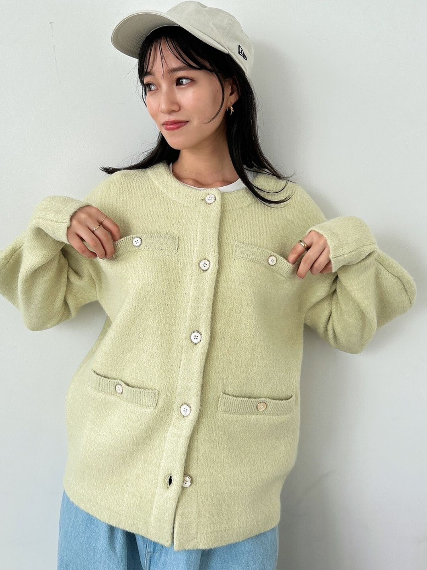 dazzlin レトロプチボタンミドルカーディガン
