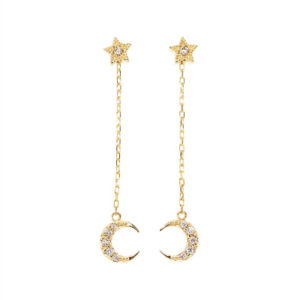 Sweets Jewelry Market 【SJ02054】 K10YG ダイヤモンド0.08ct ムーン スター リバーシブル ピアス