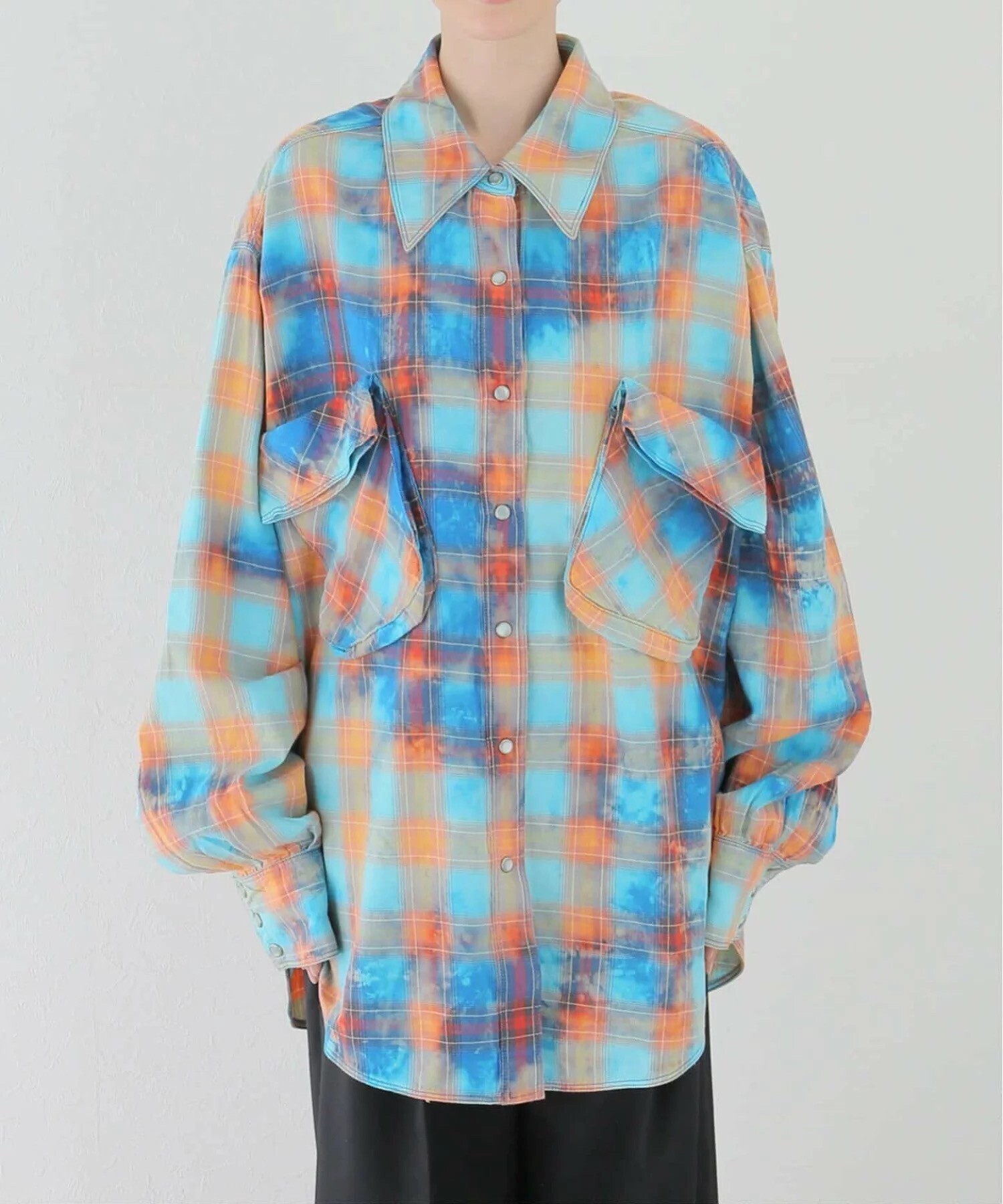 OPEN YY FADED CHECK POCKET SHIR:シャツ