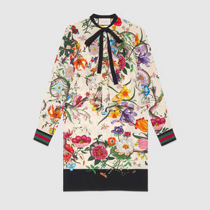GUCCI フラワー スネーク プリント シルク ドレス