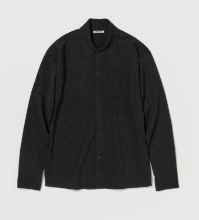 AURALEE HIGH TWIST WOOL KNIT SHIRT CARDIGAN