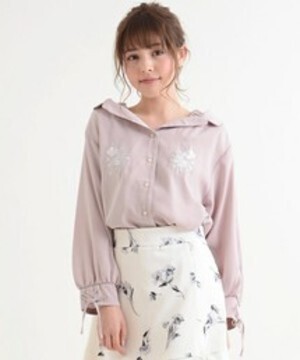 MAJESTIC LEGON 胸刺しゅう開襟ブラウス