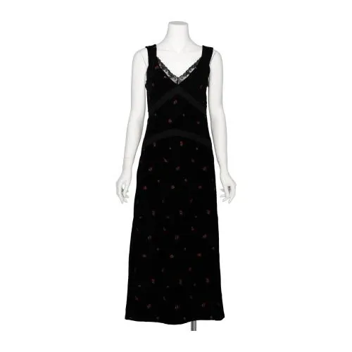 FETICO ROSE EMBROIDERED VELVET DRESS
