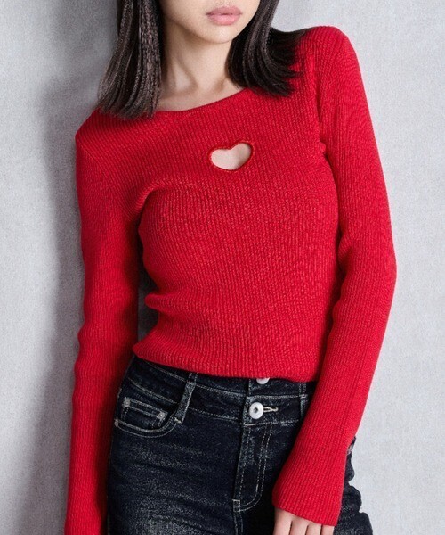 GYDA OPEN HEART ニットトップス