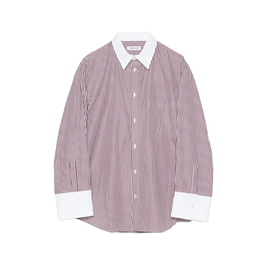 TENDER PERSON STRIPE SUPIMA SHIRT BURGUNDY