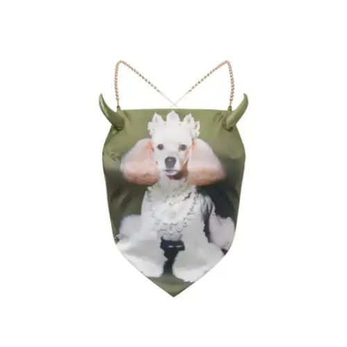 NODRESS Green Gemstone Poodle Devil Horn Halter Top
