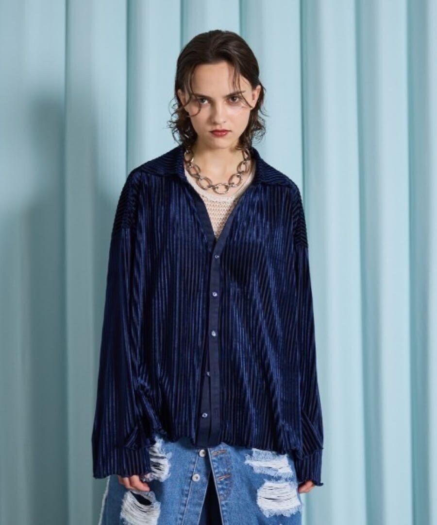 seyto Velour striped shear shirt / ベロアストライプシアーシャツ