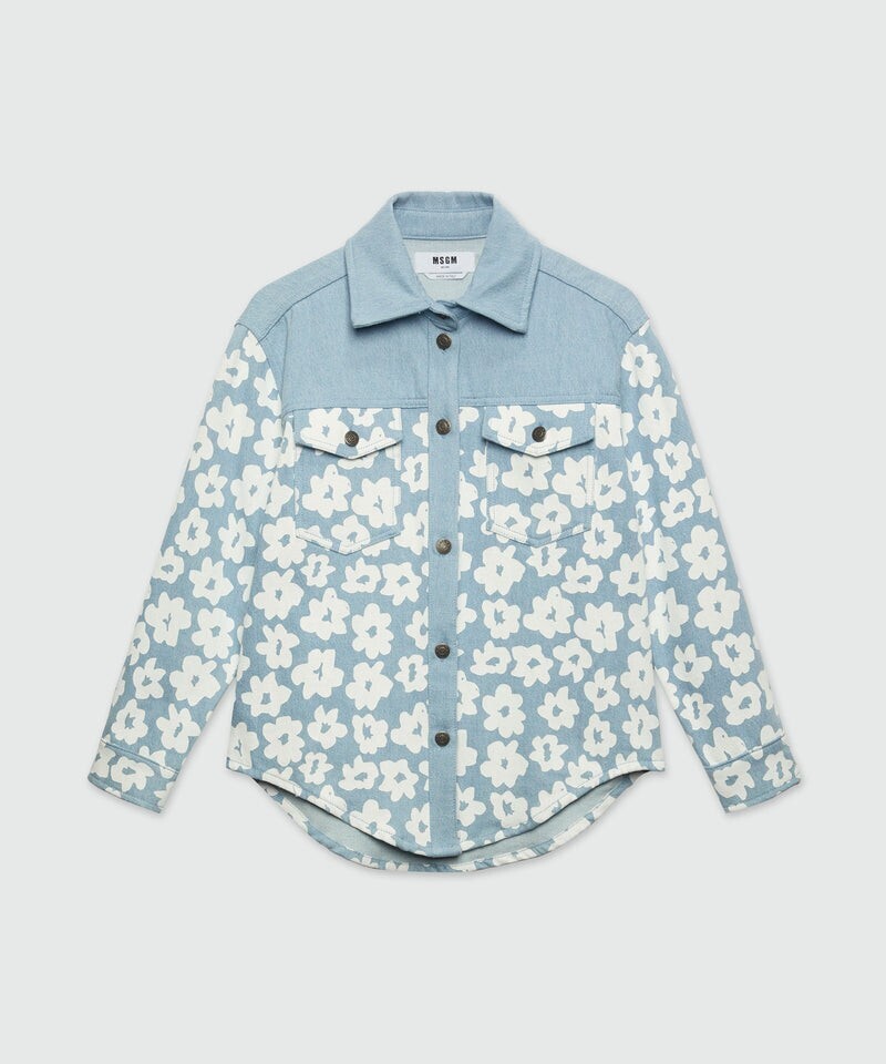 MSGM Flower print denim shirt