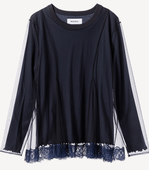 MUVEIL レースフレアーカットソー