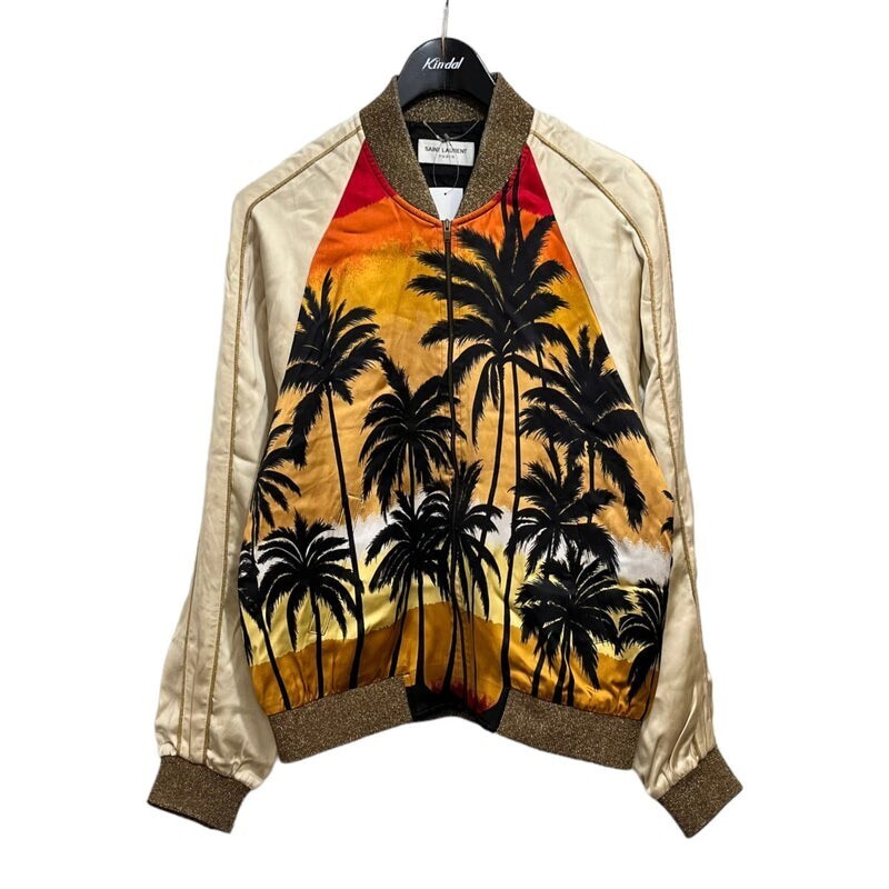 SAINT LAURENT パームツリーサテンテディスーベニアジャケット