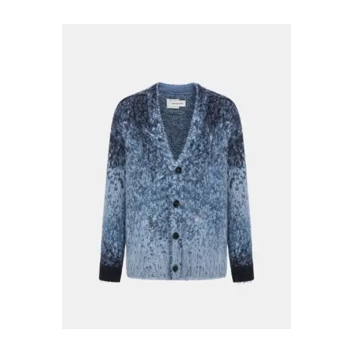 Feng Chen Wang BLUE GRADIENT JACQUARD KNIT CARDIGAN