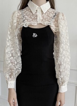 epine arm volume frill cropped blouse