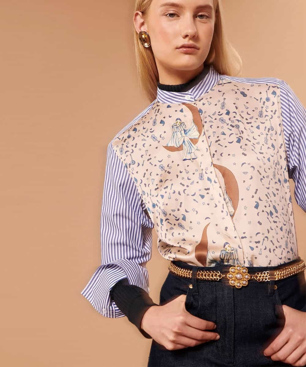TARA JARMON Pierrot stripes blouse