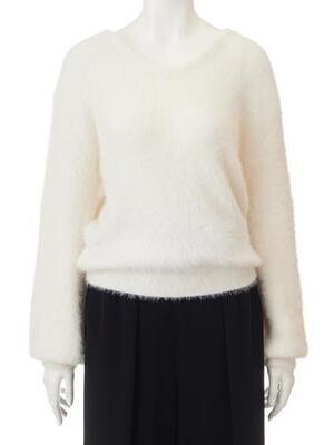 COCODEAL フェザーヤーンバックカシュクールニット