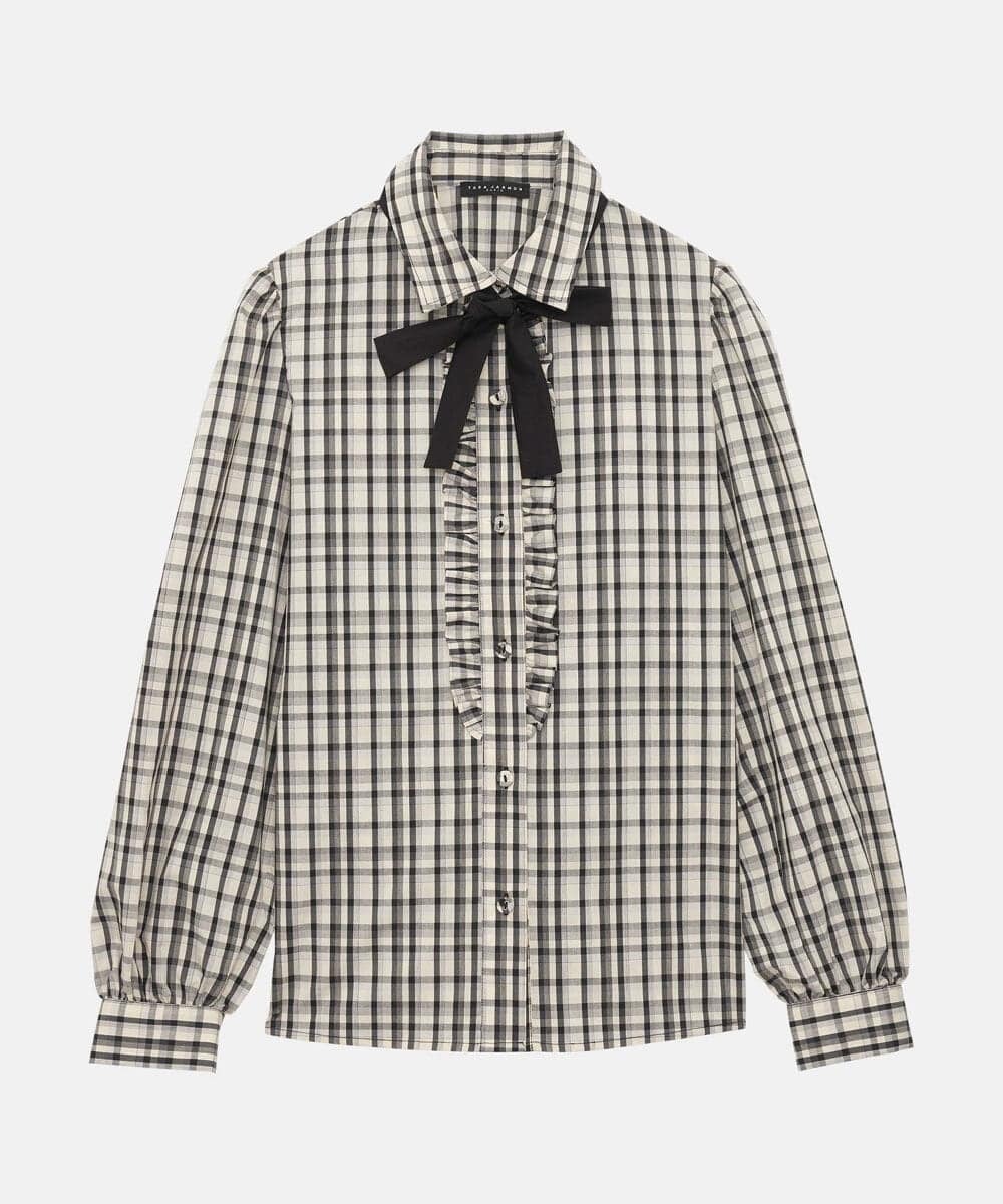 TARAJARMON Graphite checks blouse