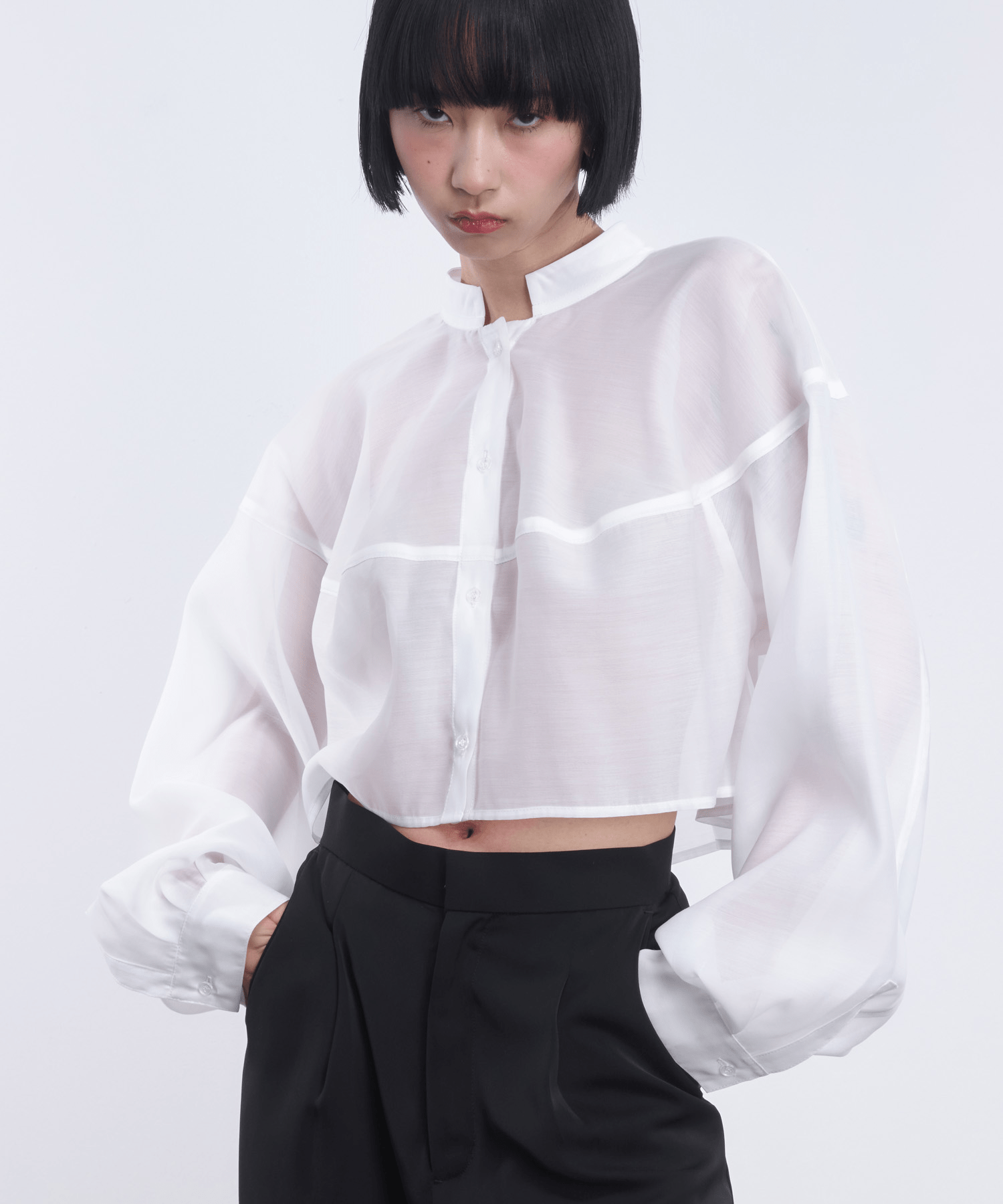 LAEMUSE SHEER CROPPED SHIRT
