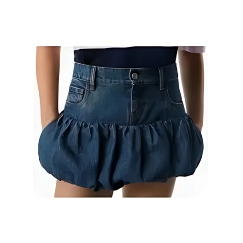 COPERNI Gathered Hem Denim Mini Skirt