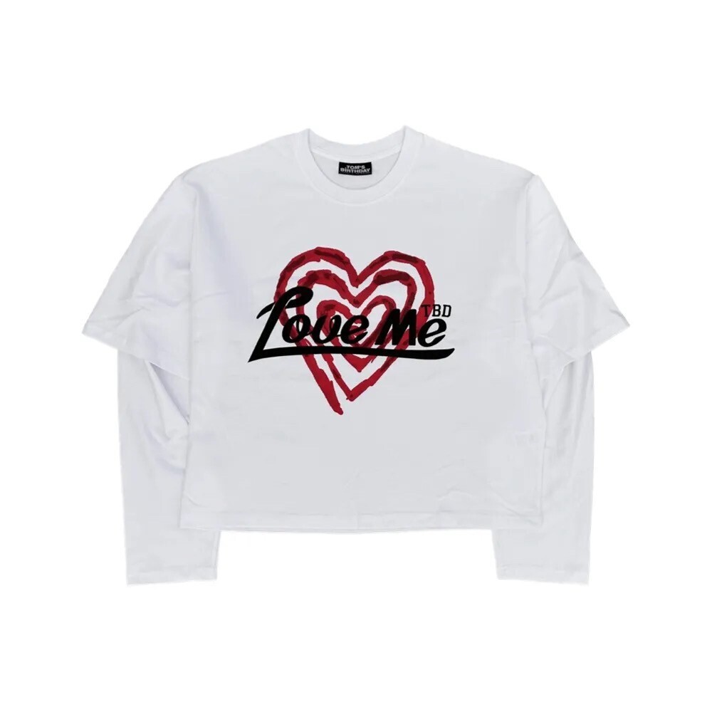 TOM'S BIRTHDAY HEART LOGO LAYERD LONG T-SHIRTS White