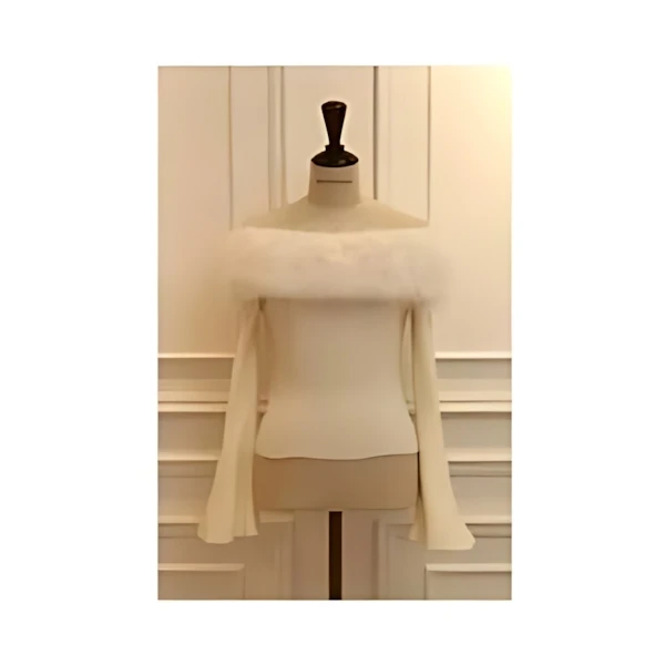MISTREASS Fur Off Shoulder Knit Top