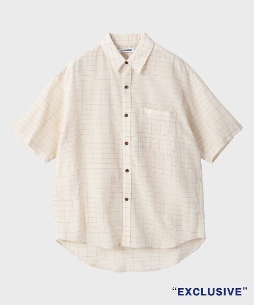 ATTACHMENT STUDIOUS別注 GRID CHECK DROP SHOULDER REGULAR COLLAR S/S SH