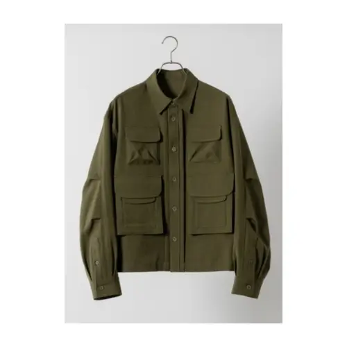 soerte Multi pocket military shirt jacket