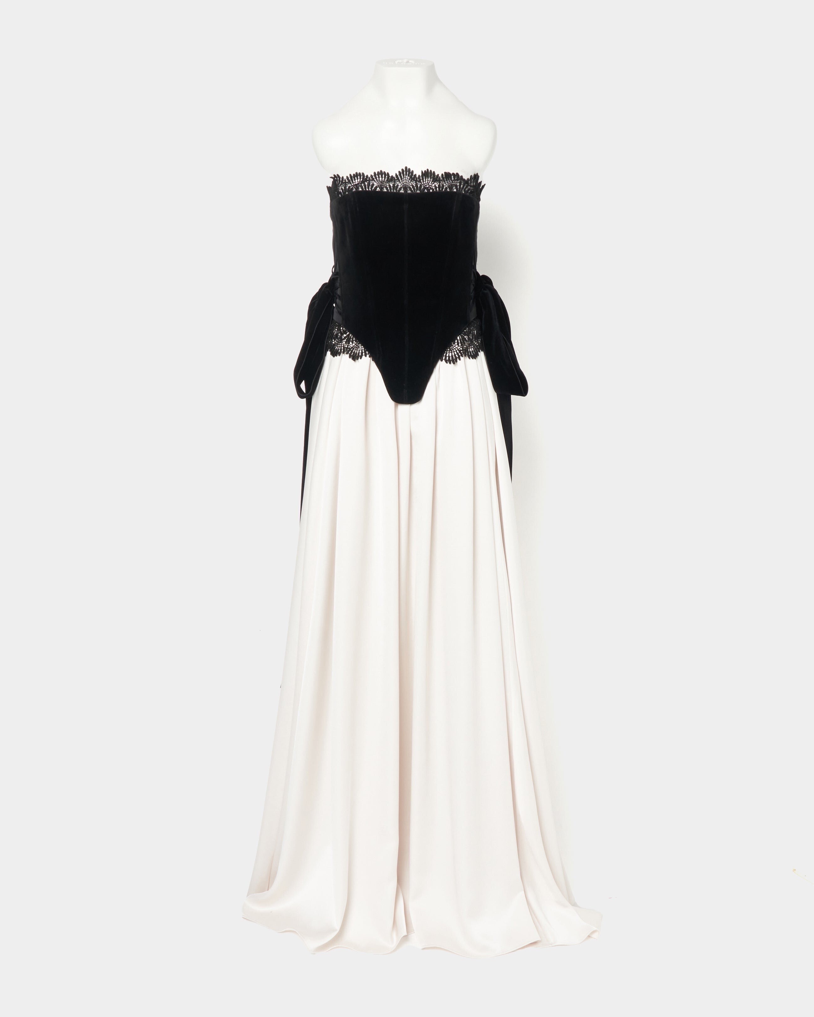 Tanaka Daisuke side ribbon corset velvet dress
