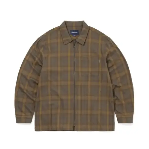thisisneverthat Nep Check Zip Shirt Brown