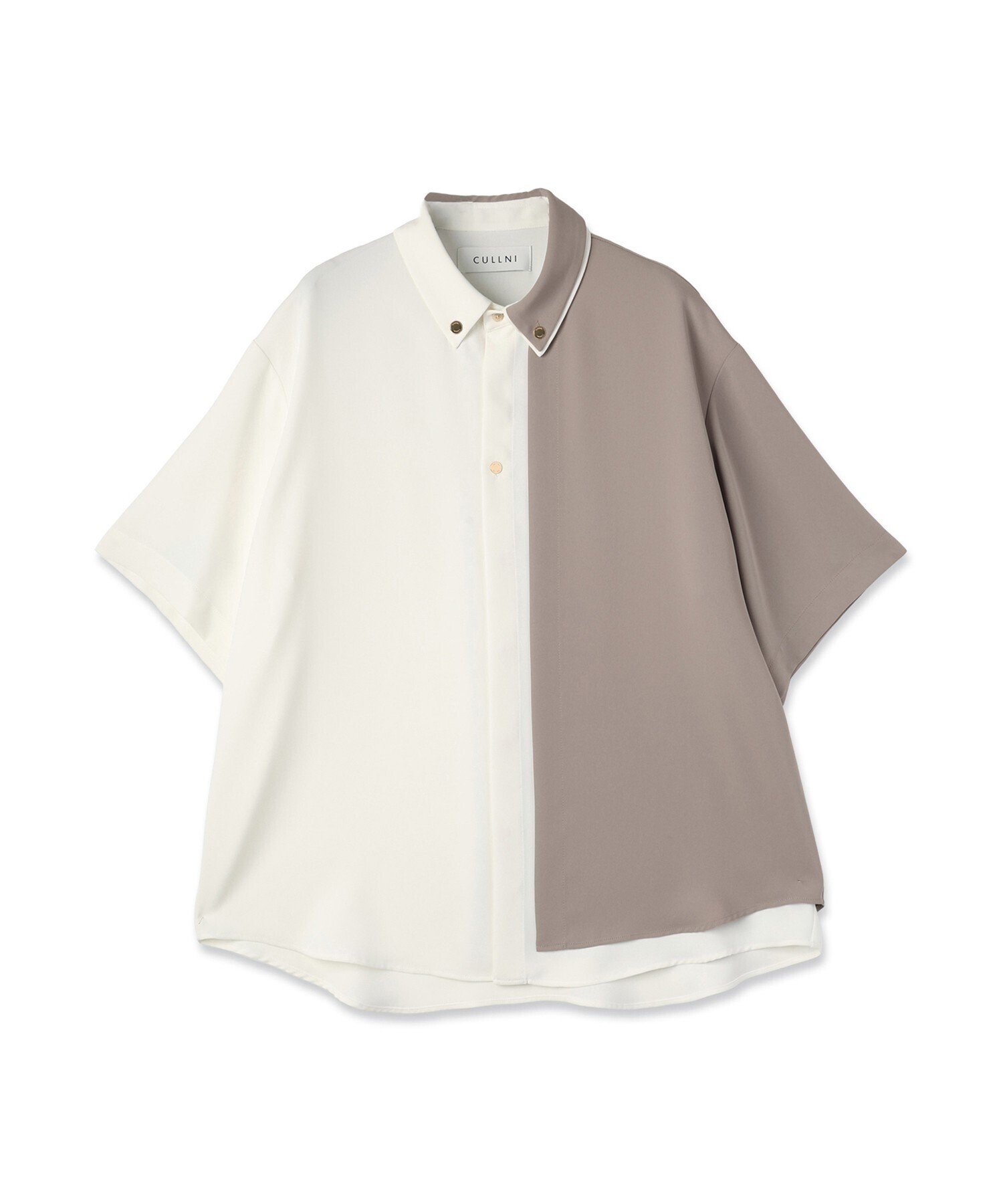 CULLNI Double Cloth Layered Bi-Color Short Sleeve Shirt