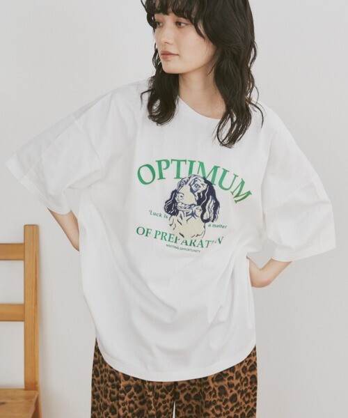 merlot ドッグ相良刺繍ロゴプリントTシャツ