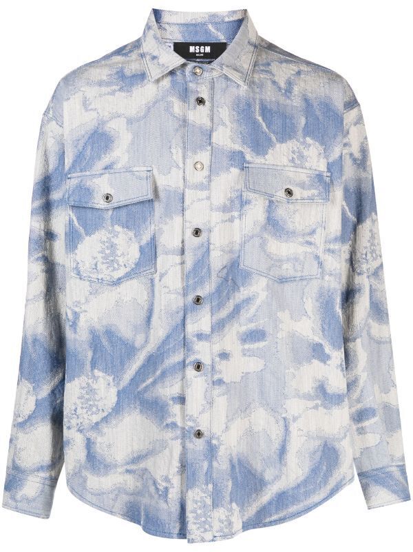 MSGM パターンジャカード デニムシャツ
