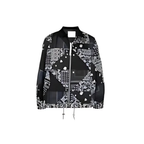 sacai patchwork-print zip-up jacket