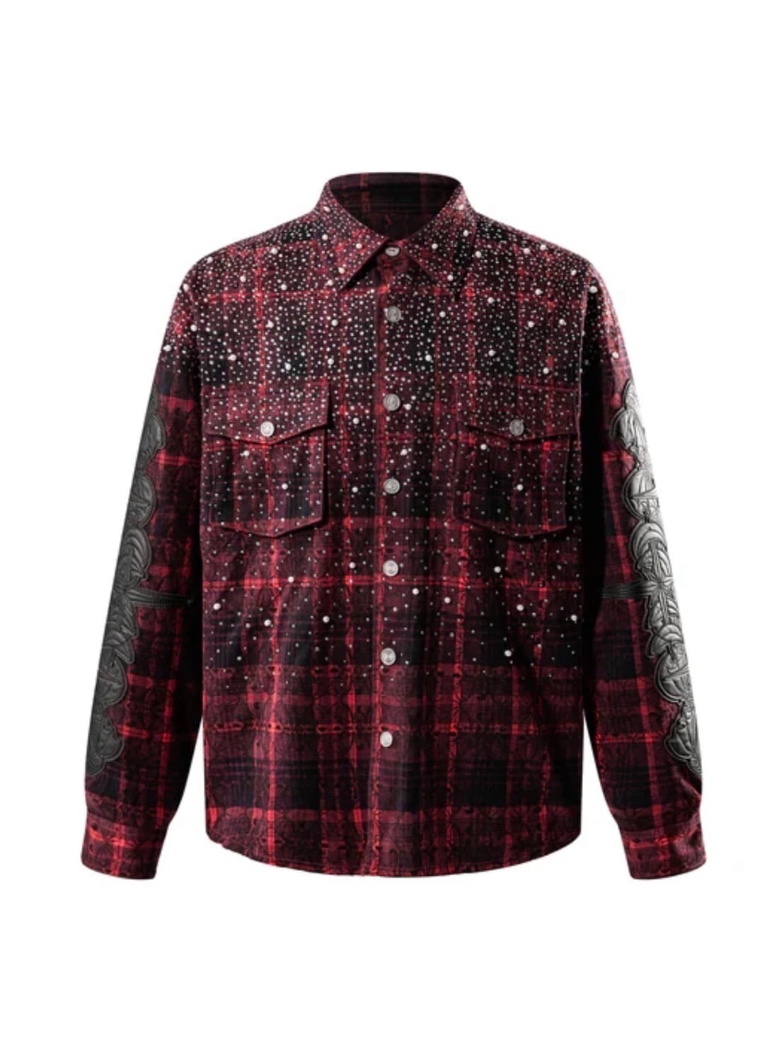 The Boy Has No Patience TBHNP LUMINOUS DAWN RHINESTONE PEARL BAT PATTERN L-S SHIRT