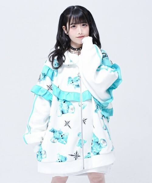 TRAVAS TOKYO Myriad of bears frill track jacket/くま総柄フリルトラックジャケット