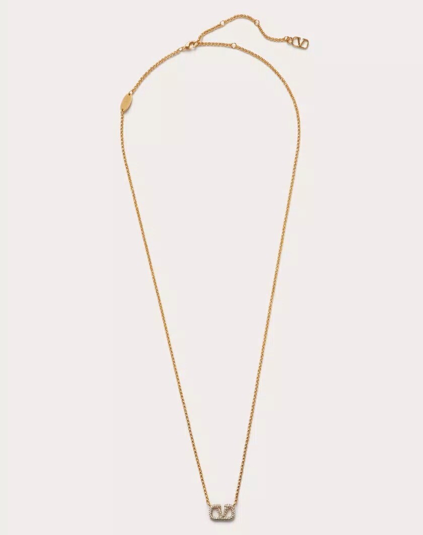 VALENTINO GARAVANI Vロゴ シグネチャー メタル X スワロフスキー®クリスタル ネックレス