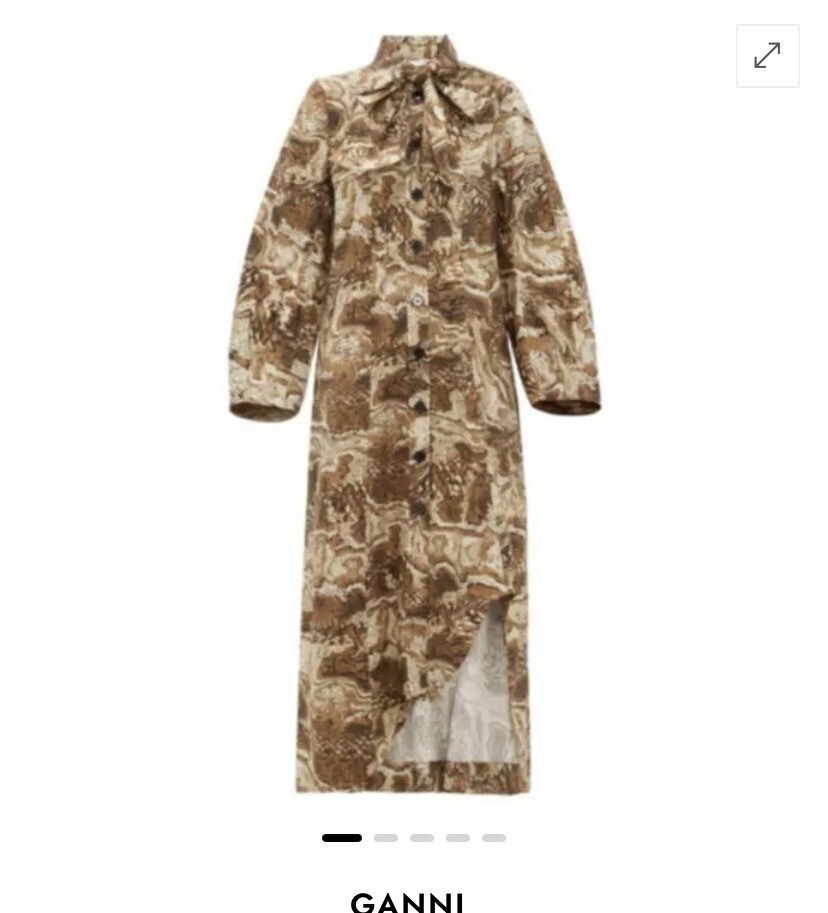 GANNI Tiger's Eye-Print Cotton Midi Dress