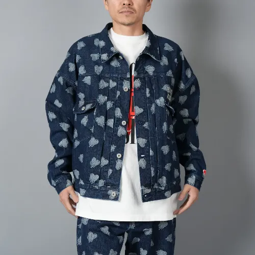 EMOTIONALLY UNAVAILABLE EU-HR8-0000-001 (Heart All Over Denim Jacket)